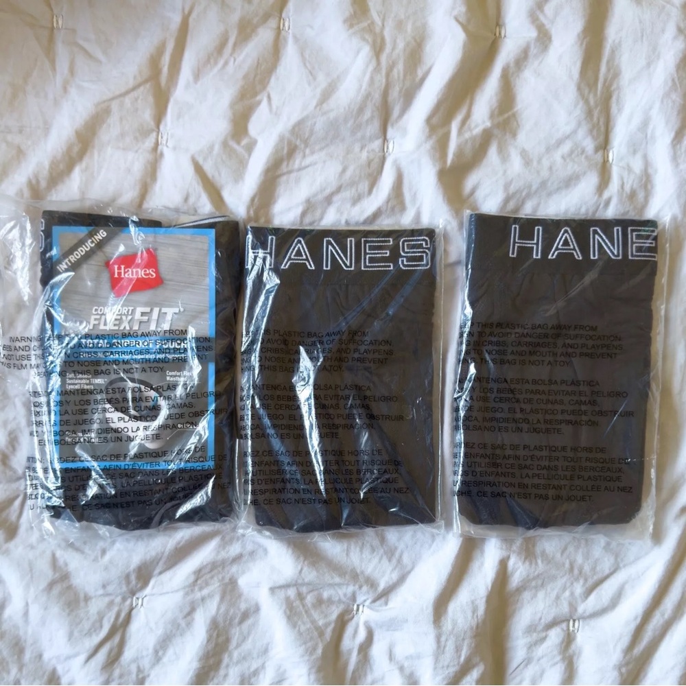 New Hanes Ultimate Comfort FlexFit Trunks Underwear Mens Small Black 3 Pack
